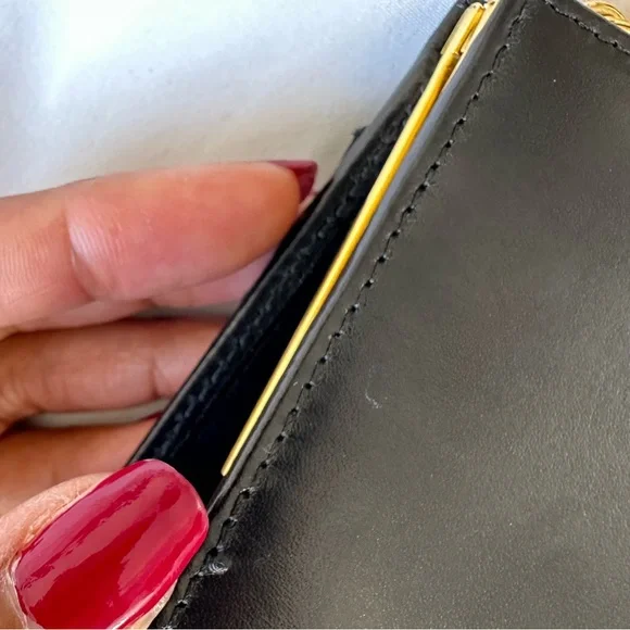 *SOLD*Authentic Salvatore Ferragamo Leather Black Bow Bag w/ Gold Chain - Picture 10 of 17